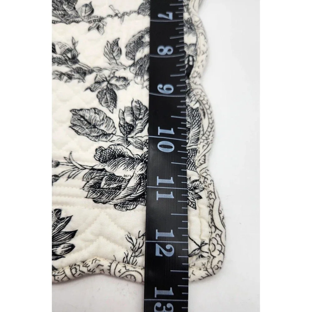 Vntg Victorian Heart Placemat Set (4) Black & Cream Floral Country Kitchen Decor